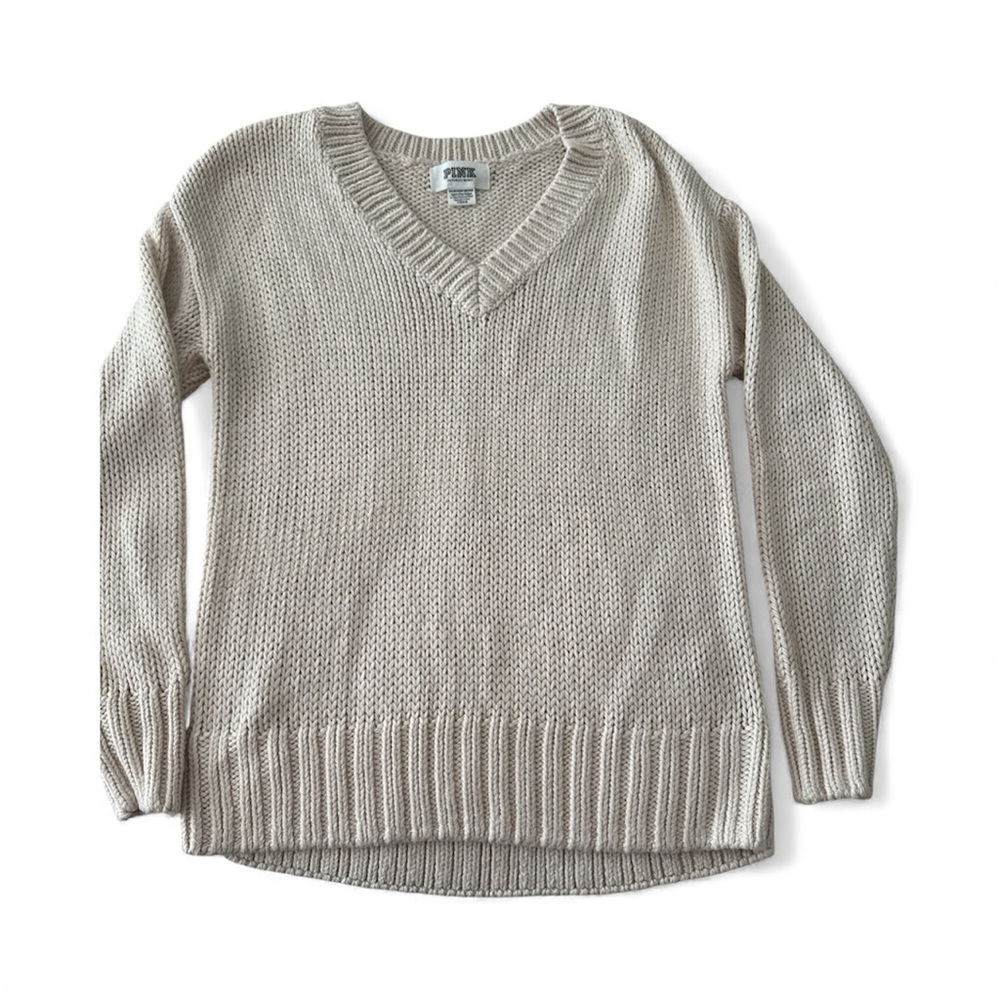 PINK Victoria's Secret Cream V-Neck Sweater